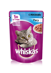 Whiskas для кошек рагу с лососем 85 гр.